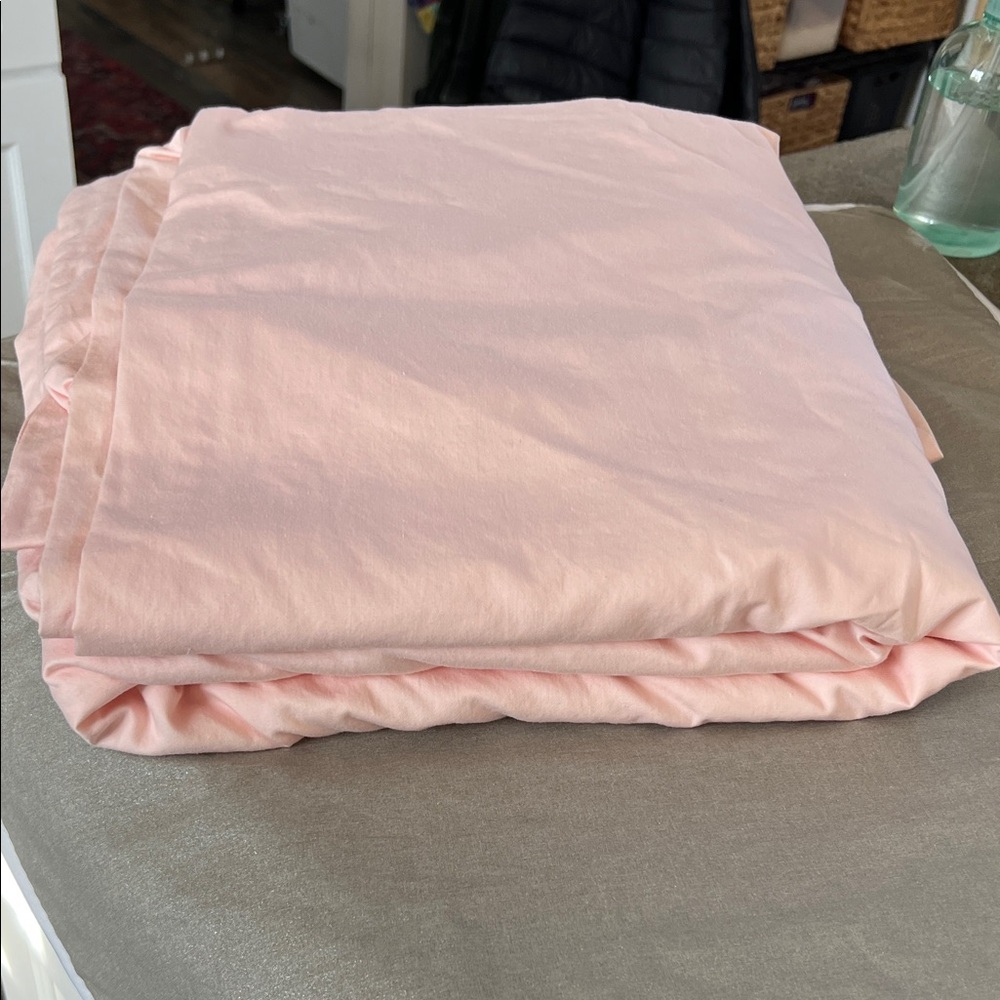 Brooklinen Queen Size Light Pink Duvet Cover with Matching Shams 100% Cotton